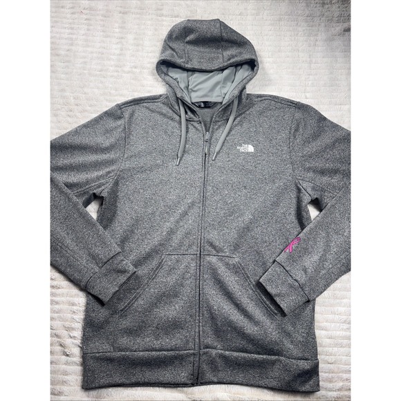 The North Face Tops - North Face Men's Large Grey Zip-Up Hoodie‎ Breast Cancer Pink Ribbon NWOT New